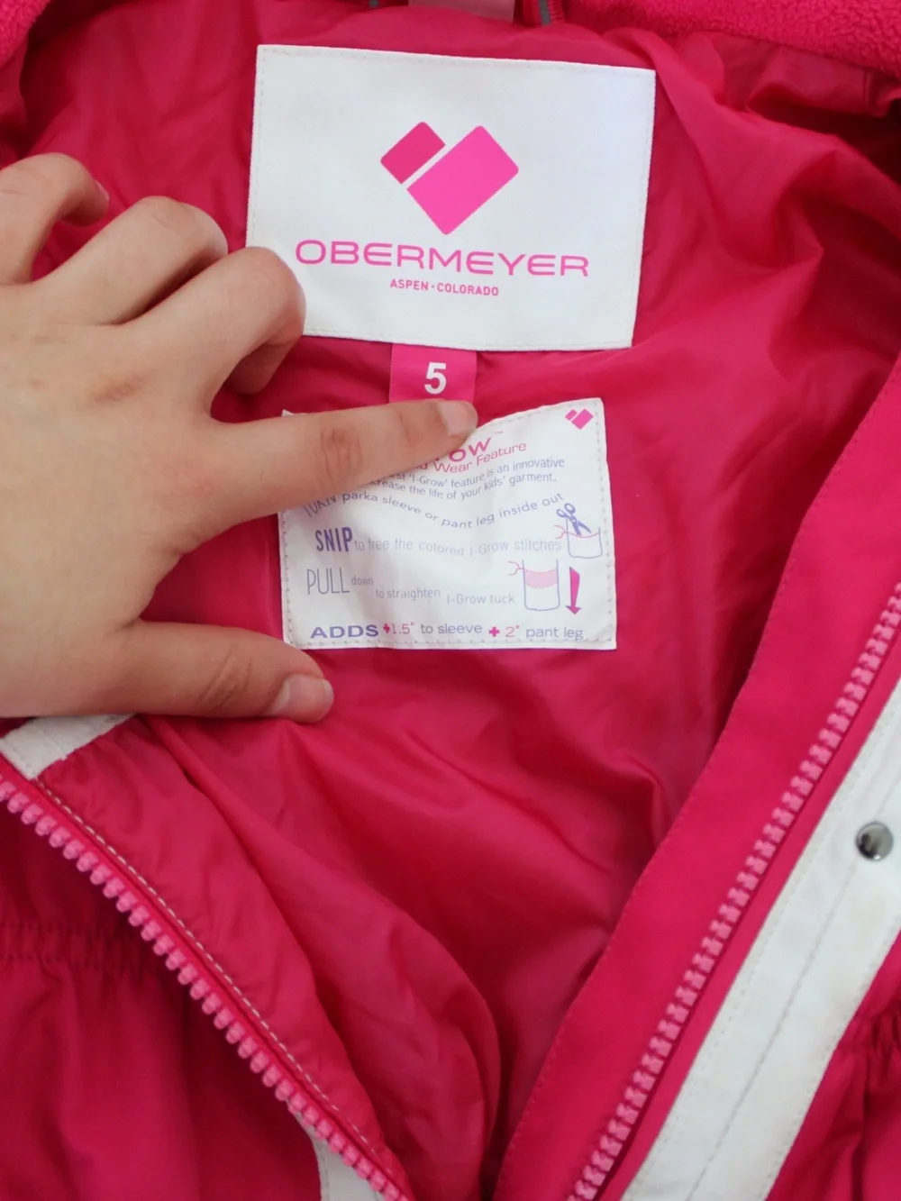 Obermeyer Girls Snowsuit Size 5 Pink Ski Suit I-Grow